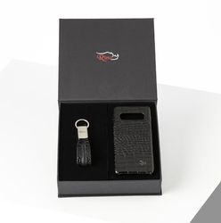 Rino - Unisex Telefon Kılıfı Anahtarlık Seti Siyah- Samsung S10 Plus +