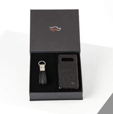 Unisex Telefon Kılıfı Anahtarlık Seti Siyah- Samsung S10 Plus +