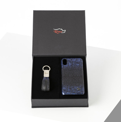 Rino - Unisex Telefon Kılıfı Anahtarlık Seti Lacivert- I PHONE XS MAX